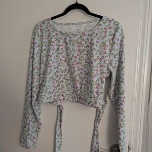 J. Crew Floral Long Sleeve Swim Top - White and Pink